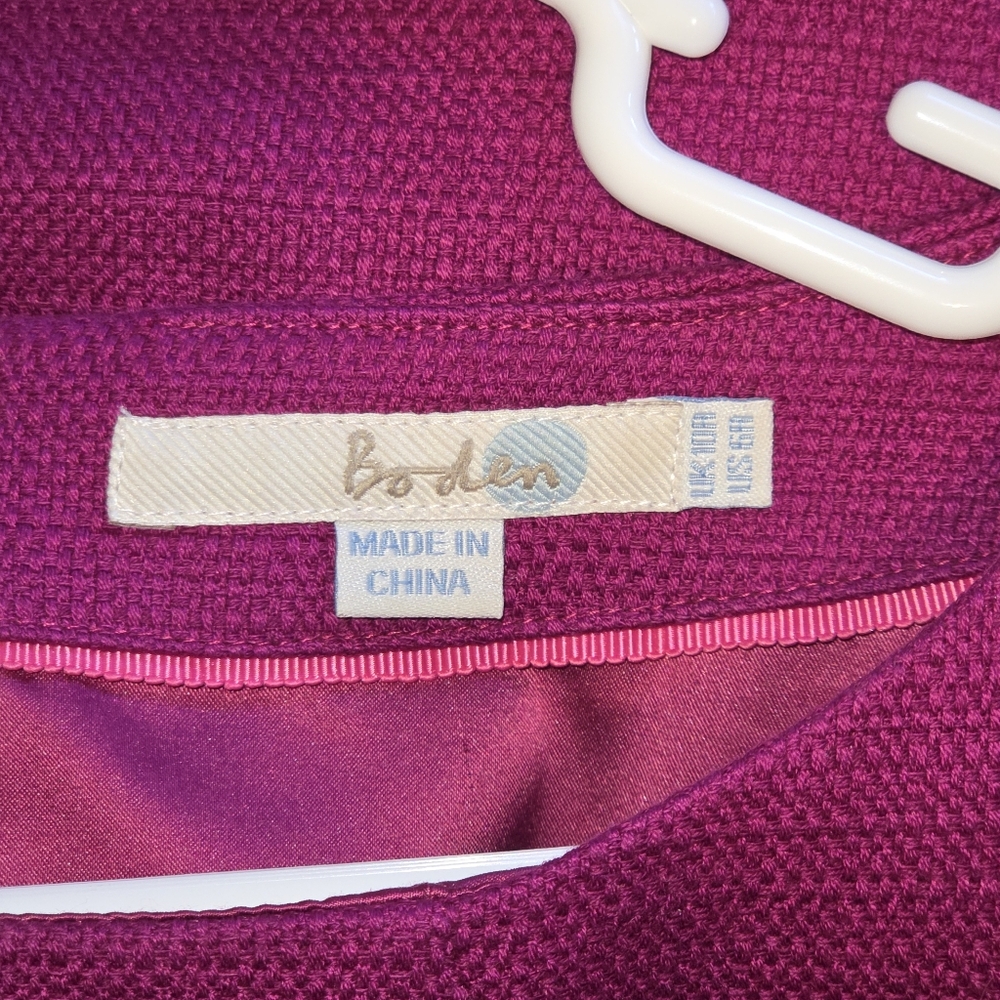 Boden Cotton Classic Sheath Dress Magenta Short Sleeve Womens Sz 10 Derby Offce - Picture 3 of 7